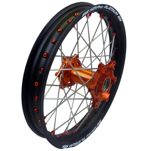 KTM EXC SX F Hinterrad Platinum Offroad SM Pro 18*2,15 Orange Schwarz Alu Orange Edelstahl